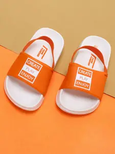 Fame Forever by Lifestyle Boys Orange & White Printed Sliders