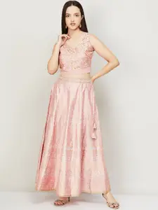 Melange by Lifestyle Pink Embroidered Ready to Wear Lehenga & Blouse With Dupatta