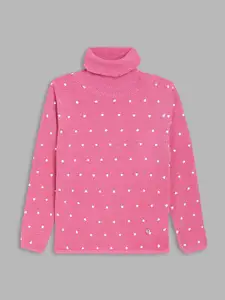 ELLE Girls Pink & White Printed Cotton Pullover