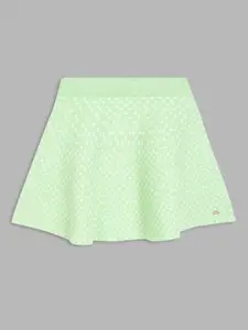 ELLE Girls Sea Green Polka Printed A-Line Skirt