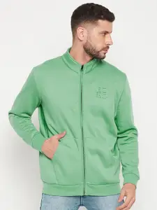 EDRIO Men Green Fleece Sweatshirt