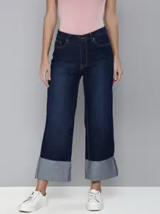 Flying Machine Women Navy Blue Straight Fit Mid-Rise Light Fade Stretchable Jeans