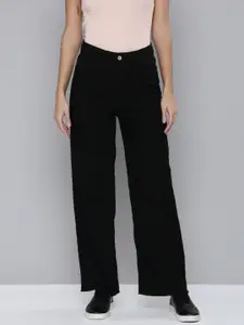 Flying Machine Women Black Wide Leg High-Rise Stretchable Jeans