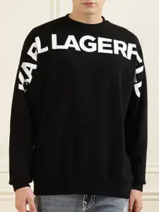 Karl Lagerfeld Men Black Printed Sweatshirt