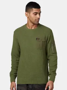 Royal Enfield Men Olive Green Military Pullover