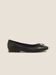 Marks & Spencer Women Black Ballerinas with Bows Flats