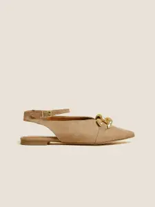 Marks & Spencer Women Brown Ballerinas with Buckles Flats