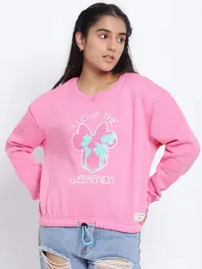 Lil Tomatoes Girls Pink Printed Sweatshirt