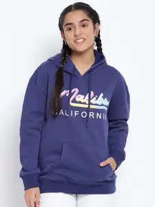 Lil Tomatoes Teen Girls Navy Blue Printed Hooded Sweatshirt