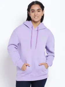 Lil Tomatoes Girls Purple Solid Fleece Hooded Sweatshirt