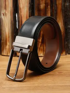 LOUIS STITCH Men Black Leather Formal Belt