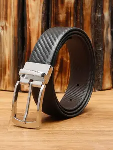 LOUIS STITCH Men Brown & Black Textured Leather Formal Belt