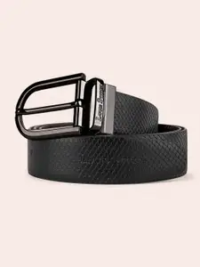 LOUIS STITCH Men Black Textured Leather Formal Belt
