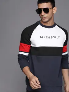 Allen Solly Sport Men Navy Blue & White Colourblocked Sweatshirt