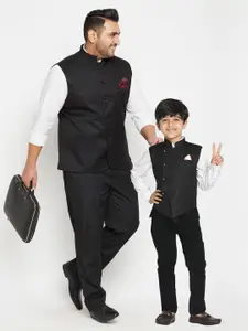 VASTRAMAY Men Black Solid Nehru Jacket