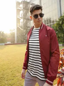 Allen Solly Sport Men Maroon Bomber Jacket