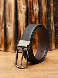 LOUIS STITCH Men Black & Brown Solid Leather Reversible Formal Belt