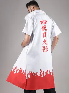 COMICSENSE Men Naruto Anime 4 Hokage Lightweight Longline Open Front Jacket