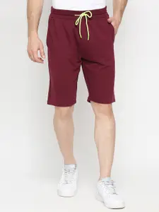 UnderJeans by Spykar Men Maroon Solid Shorts
