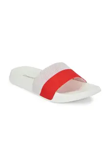 Big Fox Men White & Red Solid Synthetic Sliders