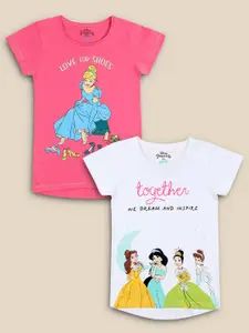 Kids Ville Girls Pack of 2 Disney Princess Printed Tshirt