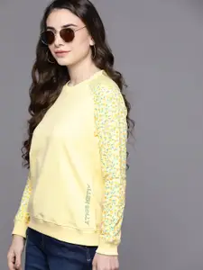 Allen Solly Woman Women Yellow Pure Cotton Printed Sweatshirt
