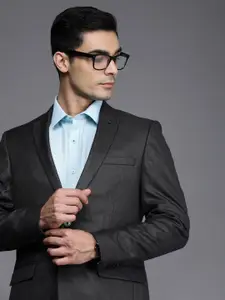 Raymond Men Charcoal Grey Slim Fit Self Design Single-Breasted Formal Blazer