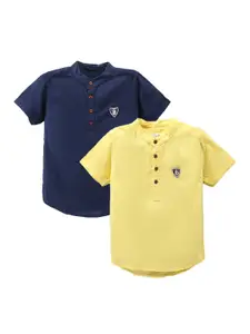 TONYBOY Boys Pack of 2  Navy Blue Pure Cotton Casual Shirt