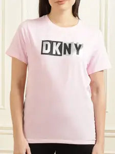 DKNY Women Pink Typography Printed Top