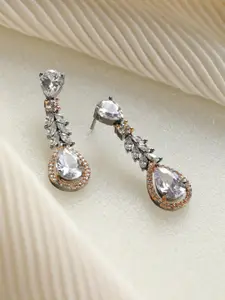 Priyaasi Rose Gold & Silver-Plating Contemporary Drop Earrings