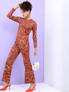 Tokyo Talkies Women Printed Crop Top With Trouser