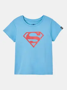 The Souled Store Girls Blue Printed Cotton T-shirt