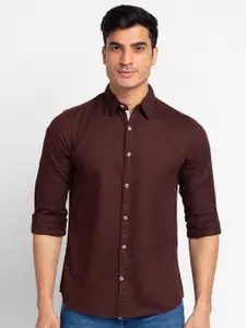 Globus Men Brown Solid Cotton Casual Shirt