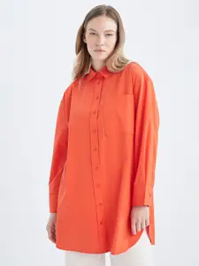 DeFacto Women Orange Cotton Casual Shirt