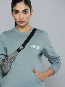 HRX by Hrithik Roshan Women Blue Printed Sweatshirt
