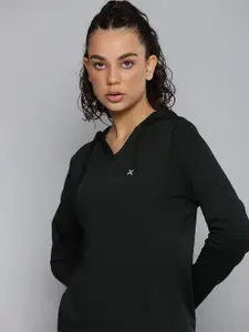 HRX by Hrithik Roshan Women Black Solid Hooded Sweatshirt