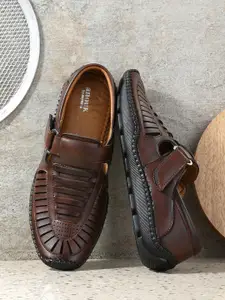 Anouk Men Brown Synthetic Leather Fisherman Sandals