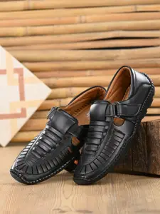 Anouk Men Black Synthetic Leather Fisherman Sandals