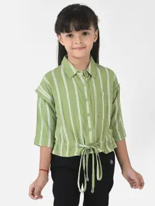 Crimsoune Club Green Striped Shirt Style Top