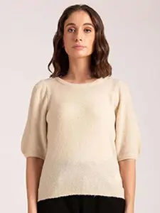 B.Copenhagen B Copenhagen Women Cream-Coloured Solid Pullover