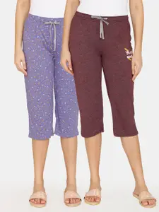 Rosaline by Zivame Women Pack Of 2 Printed Pure Cotton Lounge Capris