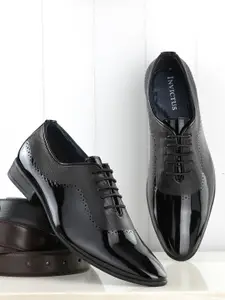 INVICTUS Men Black Solid Formal Oxfords