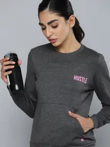 HRX by Hrithik Roshan Women Charcoal Grey Printed Sweatshirt