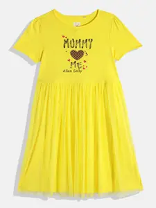 Allen Solly Junior Girls Typography Printed Pure Cotton Fit & Flare Dress