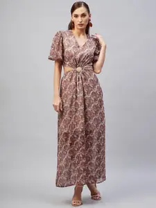 Marie Claire Multicoloured Ethnic Motifs Georgette Maxi Maxi Dress