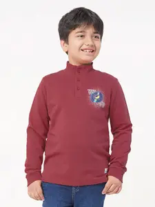 Ed-a-Mamma Boys Red Crop Padded Jacket with Patchwork