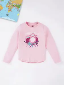 Ed-a-Mamma Girls Pink Printed Applique T-shirt