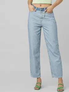 ONLY Women Blue Straight Fit Low Distress Jeans