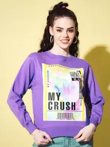 The Dry State Women Purple Printed Sweatshirt