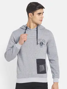 Octave Men Grey Checked Hooded Sweatshirt